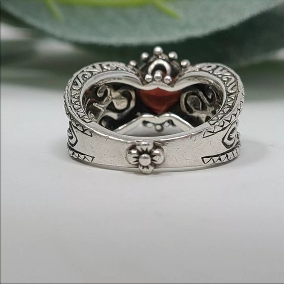 925 SS and 18K gold flower and 1.60CT garnet ring - Picture 5 of 16